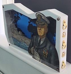 Sealand. A3 formt.Hand draw. Frame made from wood and perspex. Metal features. Art hand drawn, card backed.